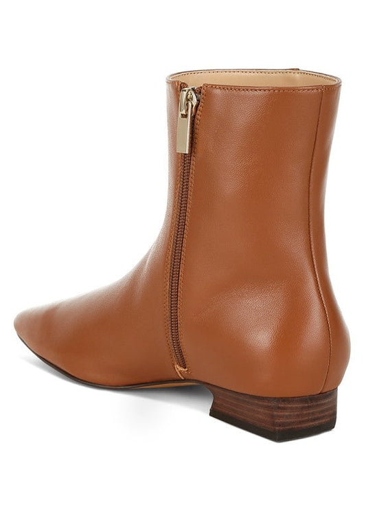 Obita Flared Heel Genuine Leather Boots