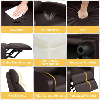 Recliner Chair Faux Leather Recliner Sofa Adjustable Modern Recliner