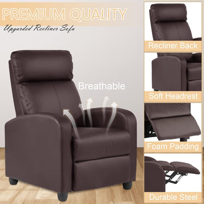 Recliner Chair Breathable Padded PU Leather Massage Single Sofa