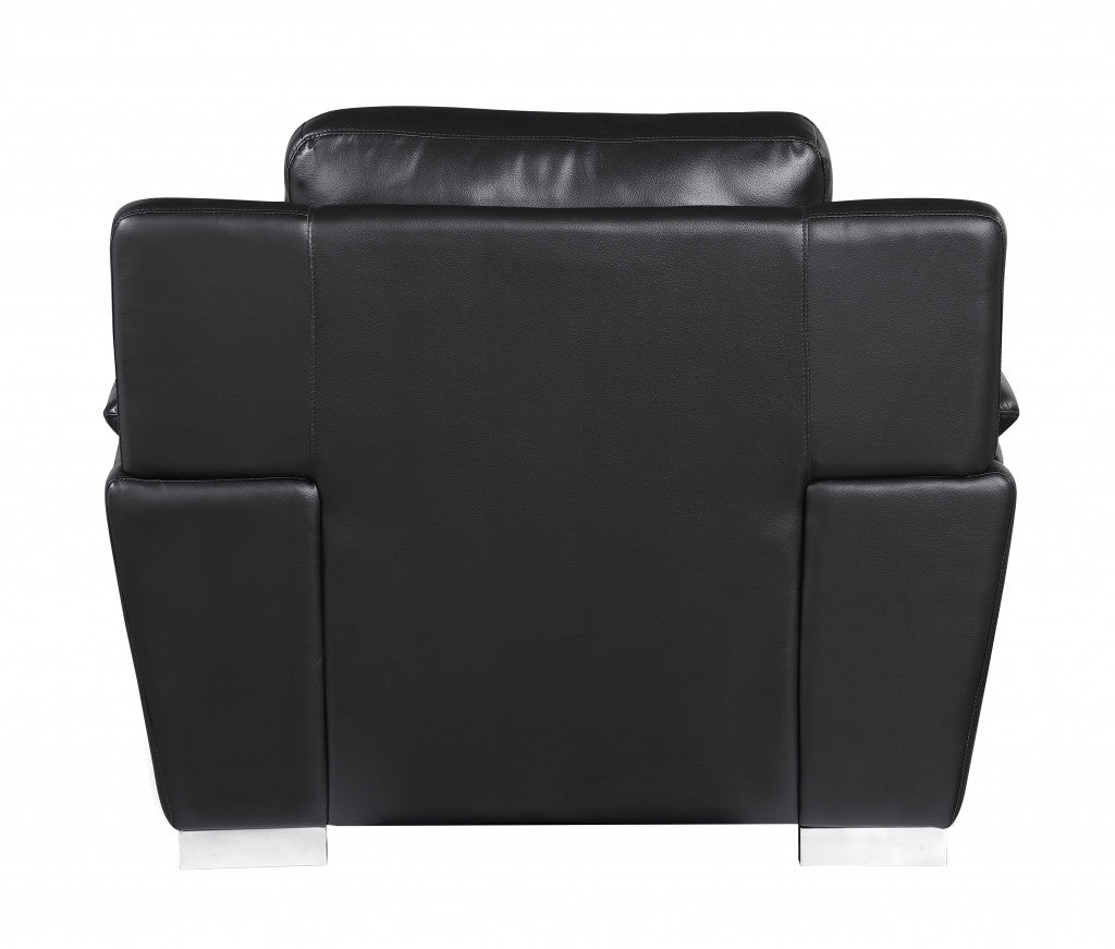 37inches Chic Black Leather Sofa