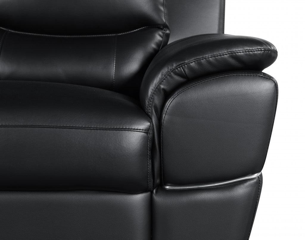 37inches Chic Black Leather Sofa