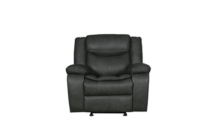 Modern Soft Gray Faux Leather Reclining Sofa