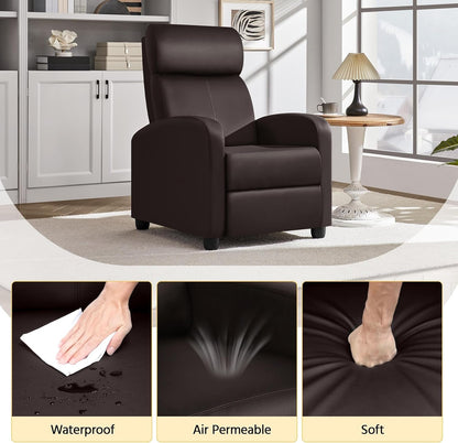 Recliner Chair Faux Leather Recliner Sofa Adjustable Modern Recliner