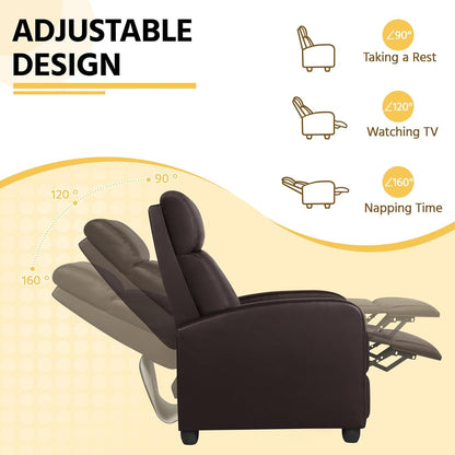 Recliner Chair Faux Leather Recliner Sofa Adjustable Modern Recliner