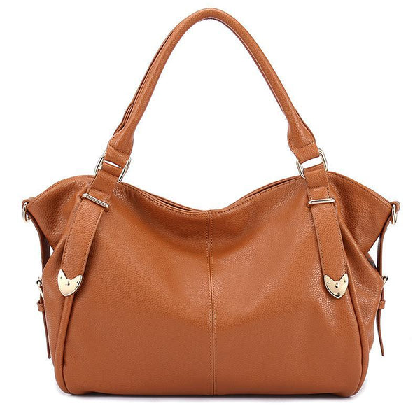 Lady's High Quality Casual Solid Color Leather Handbag