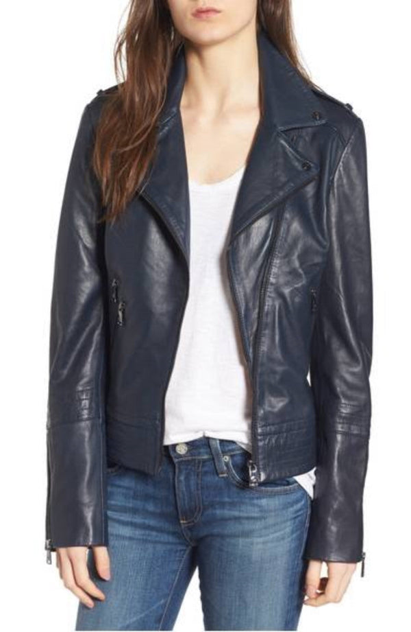 Koza Lambskin Leather Women's Winter Motorcycle Jacket