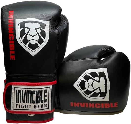 Invincible Fight Gear All Leather Boxing Bag Gloves for Mens or Womens