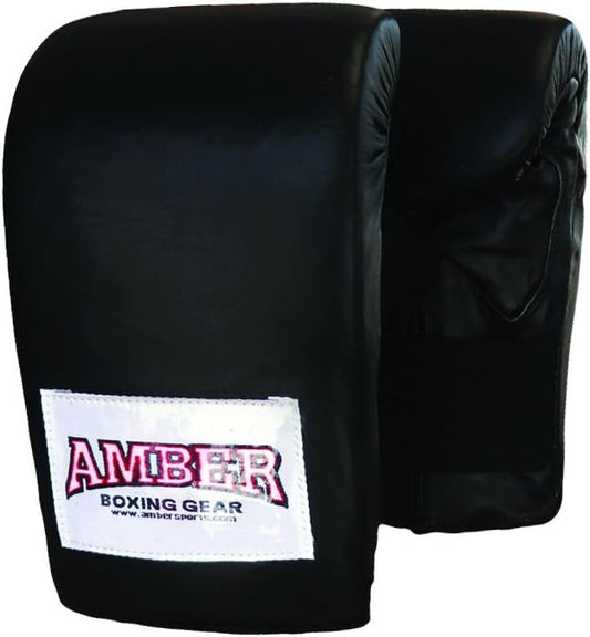 Deluxe Boxing Bag Gloves, Top-Grain Leather, Shock-Absorbing Padding,