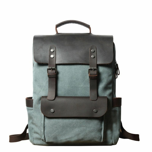 Breathable Leather Outdoor Canvas Backpack