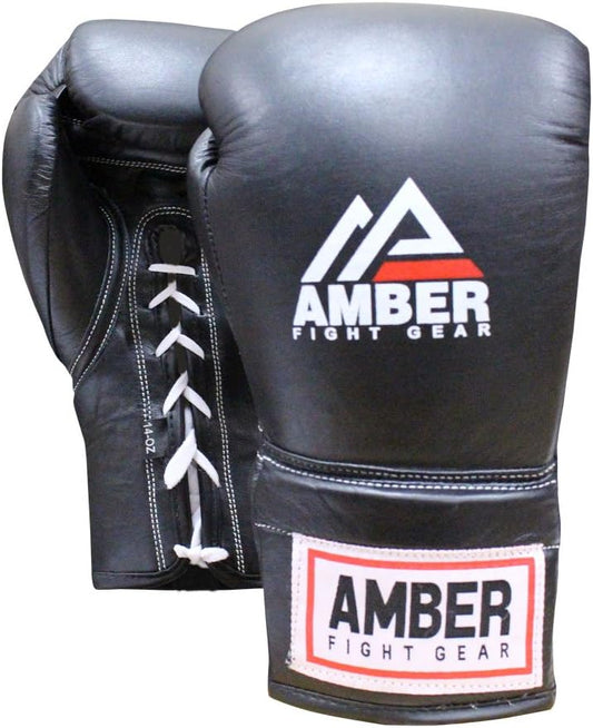 Professional Lace-Up All Leather Boxing Gloves - Top Grain Leather,