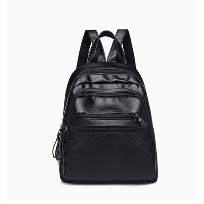Fashion All-match Solid Color Lady's Leather Backpack