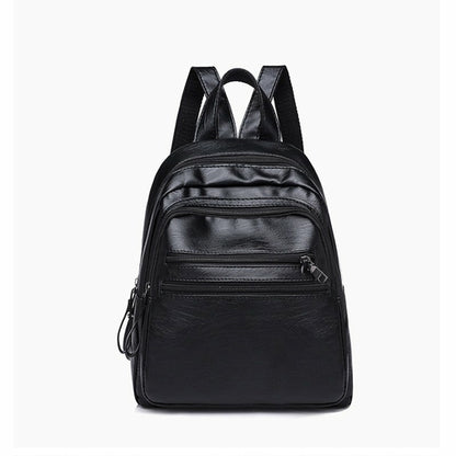 Fashion All-match Solid Color Lady's Leather Backpack