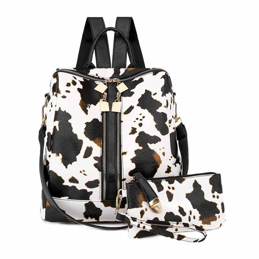 Fashionable Simple Women's Printed Leather Backpack