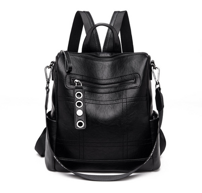 High Quality Solid Color Leather Backpack For Women