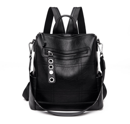 High Quality Solid Color Leather Backpack For Women