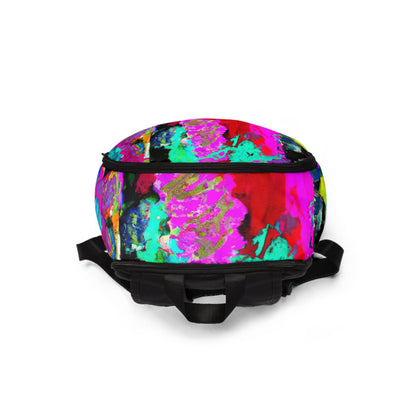 Fashion Backpack Waterproof Red Multicolor Abstract Print