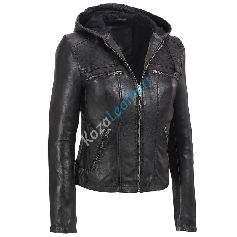 Koza Winter Genuine Lambskin Leather Bomber Jacket Women 