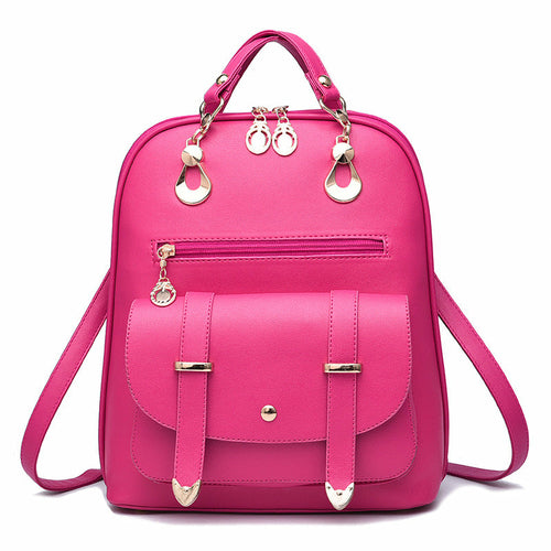Women's Fashion PU Leather Dual-use Backpack