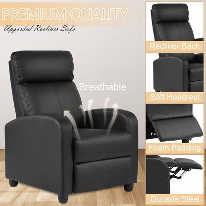 Recliner Chair Breathable Padded PU Leather Massage Single Sofa