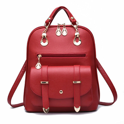 Women's Fashion PU Leather Dual-use Backpack