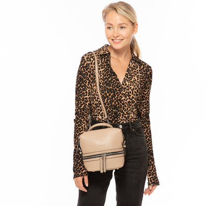 SUSU The Ashley Leather Backpack Purse Beige
