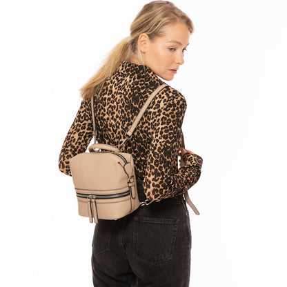 SUSU The Ashley Leather Backpack Purse Beige