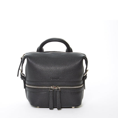 SUSU The Ashley Black Leather Backpack Purse