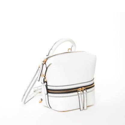 SUSU The Ashley White Leather Backpack Purse