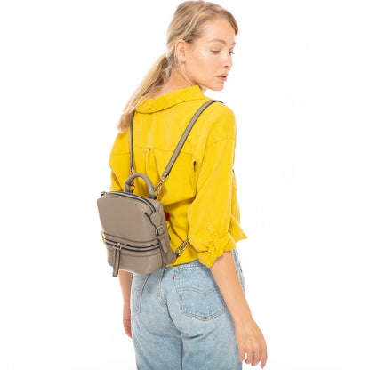 SUSU The Ashley Gray Leather Backpack Purse