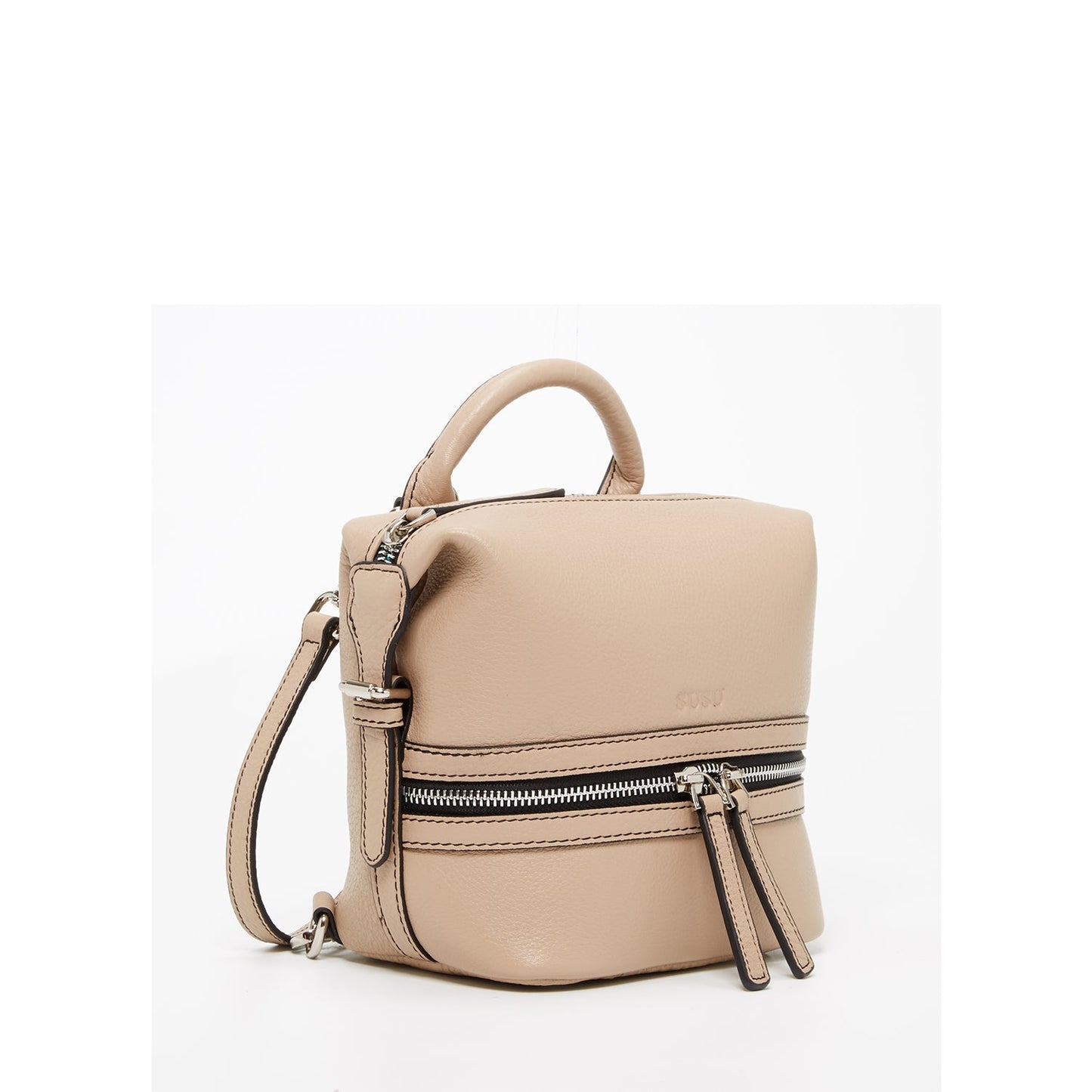 SUSU The Ashley Leather Backpack Purse Beige