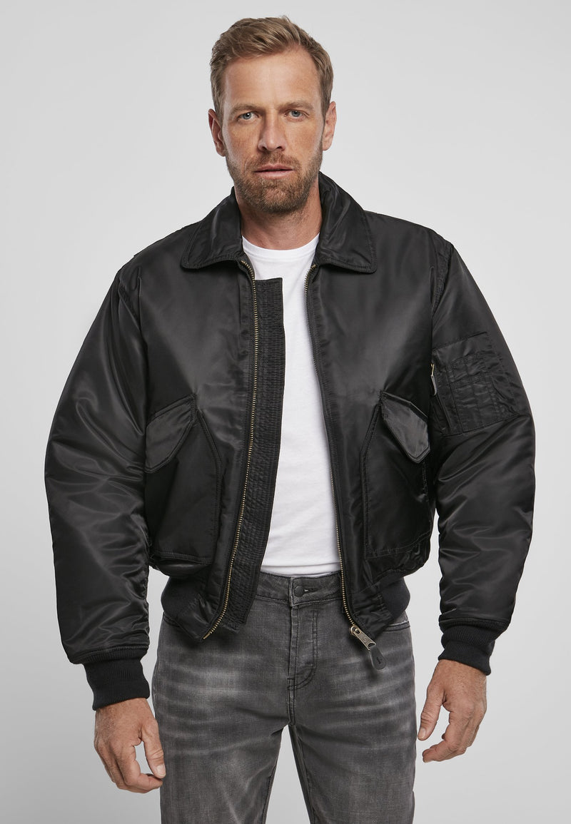 CWU Black Polyester Mens Leather Jacket