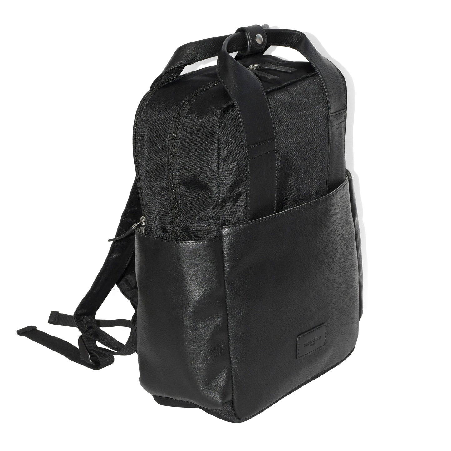 Leather Backpack with Double Handles and Multi Pockets