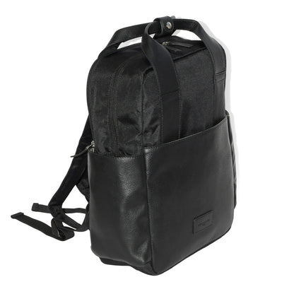 Leather Backpack with Double Handles and Multi Pockets