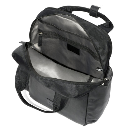 Leather Backpack with Double Handles and Multi Pockets