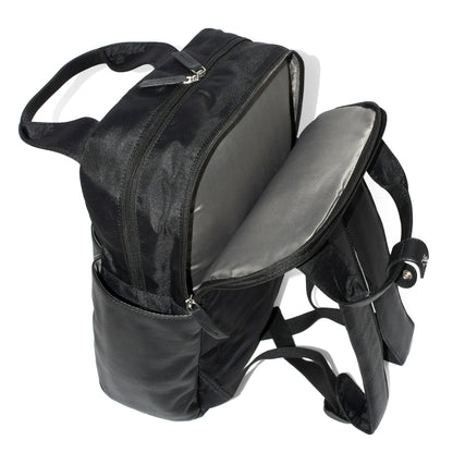 Leather Backpack with Double Handles and Multi Pockets