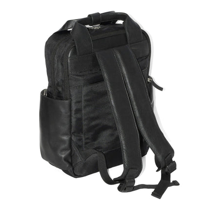 Leather Backpack with Double Handles and Multi Pockets