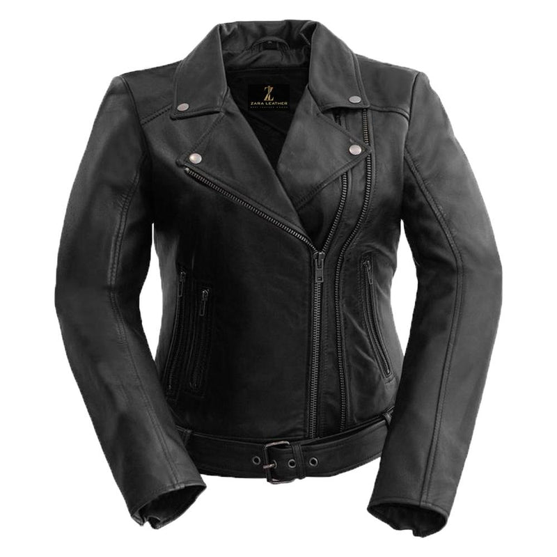 Classic Slim Fit Genuine Women's Leather Biker Jacket