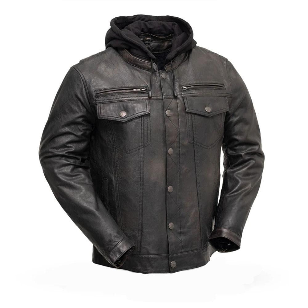 Combo Mens Sheepskin Leather Motorcycle Jacket 