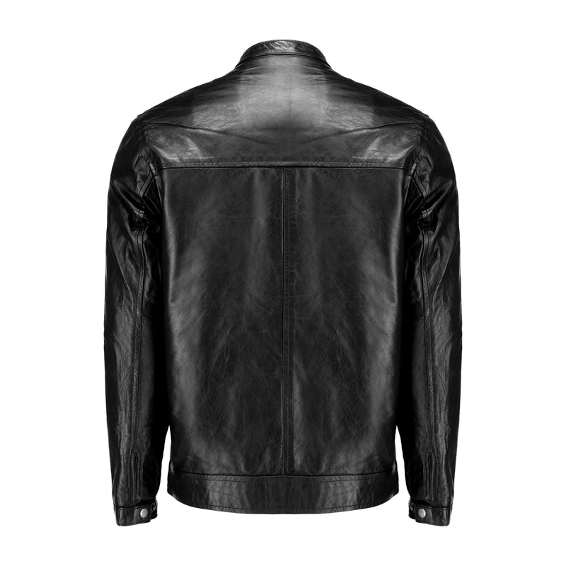 Jild Mens Black Pure Sheepskin Zipper Leather Jacket