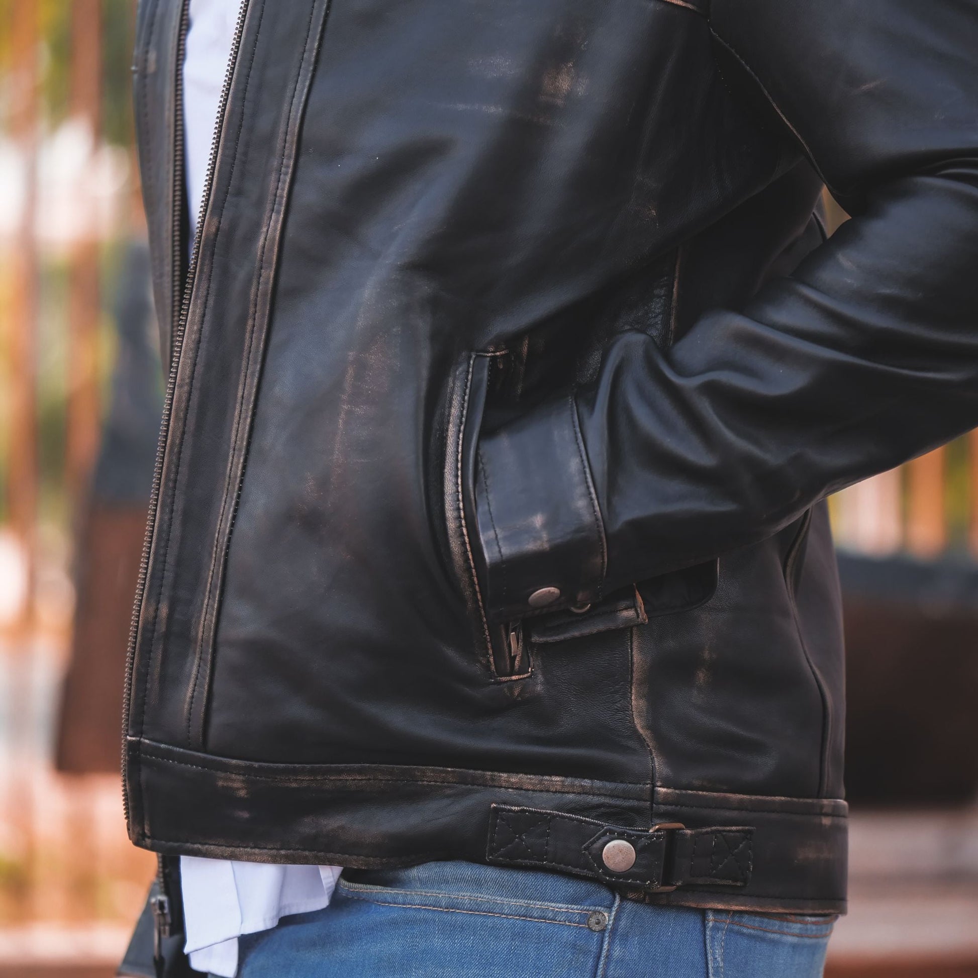 Jild Signature Diamond Vintage Black Lambskin Real Leather Jacket