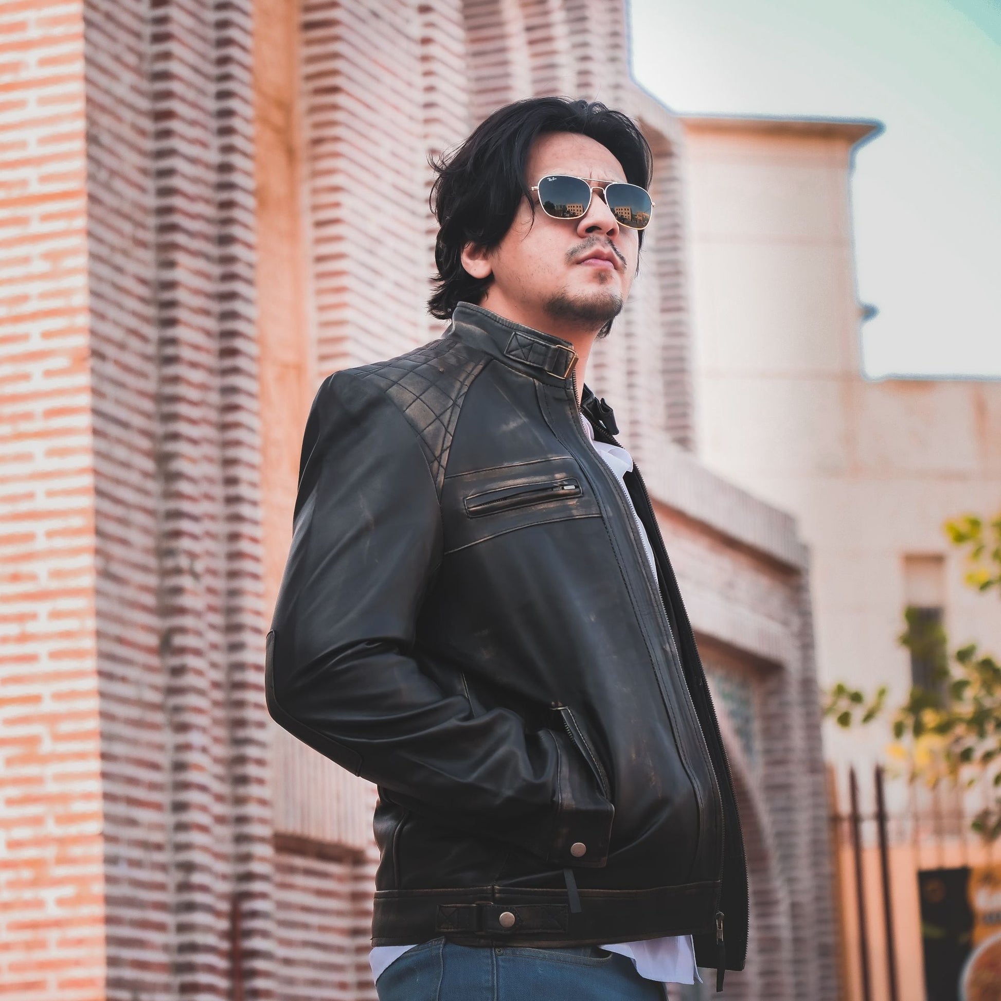 Jild Signature Diamond Vintage Black Lambskin Real Leather Jacket