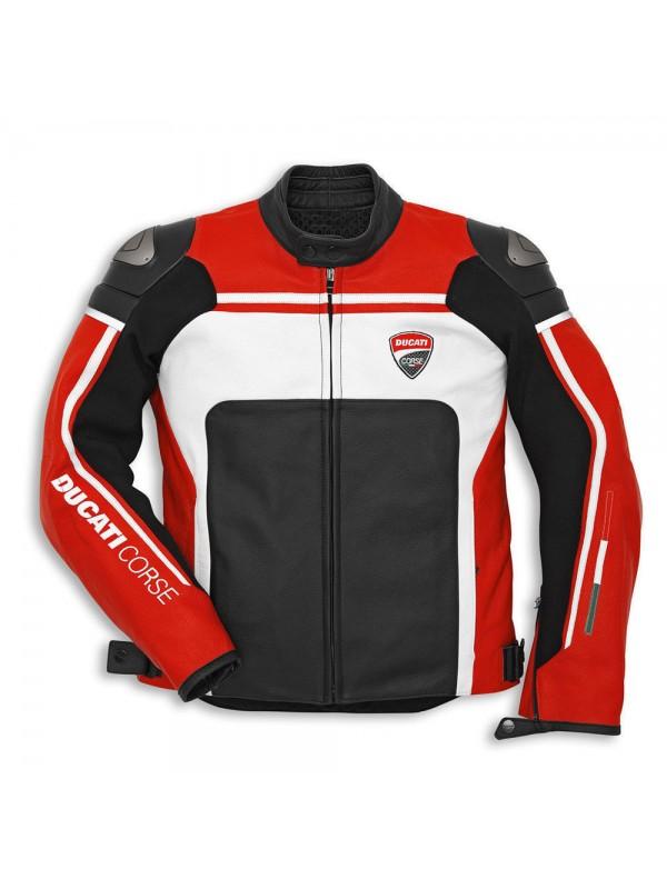 Ducati Corse Mens Style Cowhide Leather Motorcycle Jacket