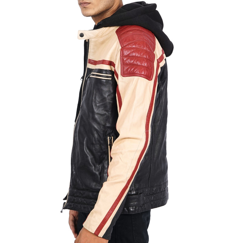 Top Damian Multi Colour Mens Biker Nappa Leather Jacket