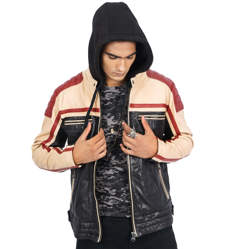 Top Damian Multi Colour Mens Biker Nappa Leather Jacket