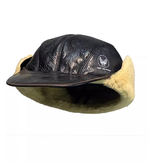 U.S. WWII Air Force pilot hat B2 fur and leather baseball cap winter