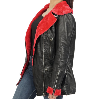Elenore Ladies Long Leather Coat