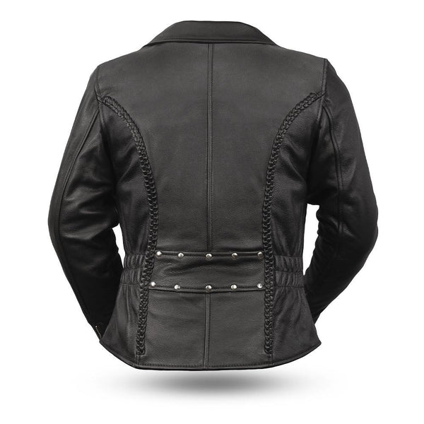 Allure Women's Motorcycle Cowhide Leather Jacket By First Manufacturing Co.