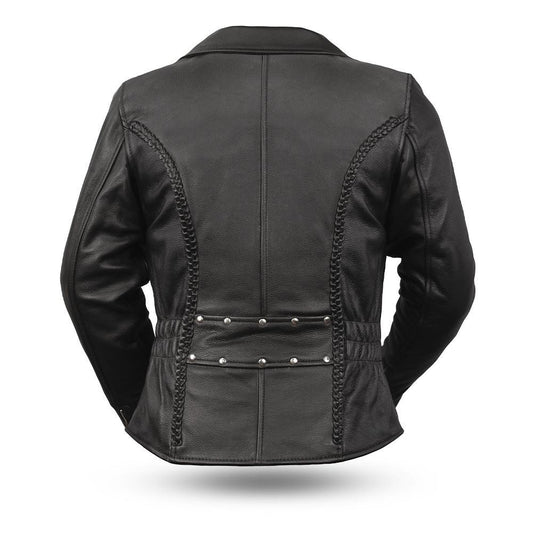 Lexy Women's Black Genuine Cowhide Leather Motorcycle Jacket