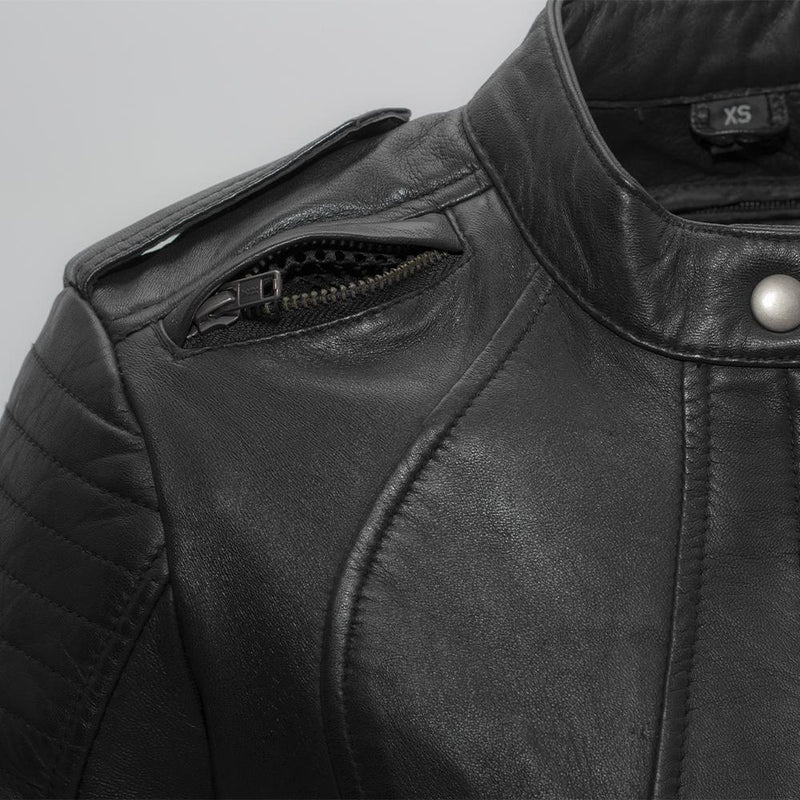 Spida Black Sheepskin Leather Motorcycle Jacket for Women