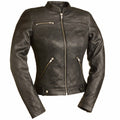 Queen of Diamonds Women's Sheepskin Leather Motorcycle Jacket